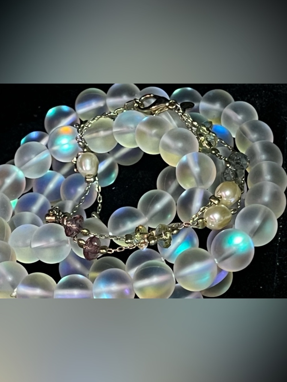 Premier Design Multi Tiered Gold Toned Beaded Bracelet with Freshwater Pearls